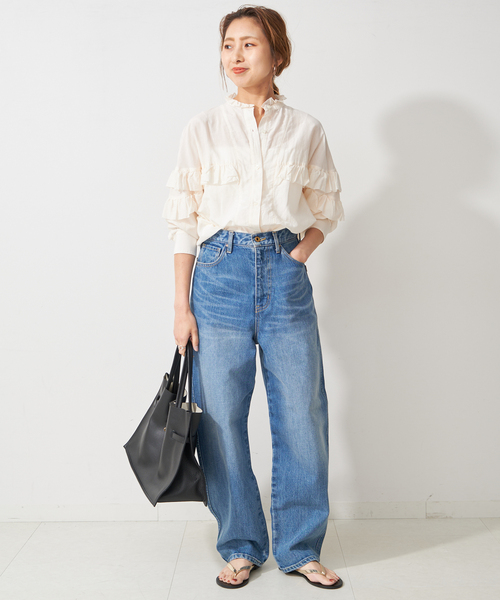 Spick & Span（スピックアンドスパン）の「≪追加2≫コットンシルクティアードフリルスリーブブラウス（シャツ/ブラウス・レディース・ホワイト/マルチ/ブラック/ベージュ・FREE）」の6枚目の写真