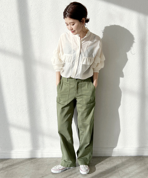 Spick & Span（スピックアンドスパン）の「≪追加2≫コットンシルクティアードフリルスリーブブラウス（シャツ/ブラウス・レディース・ホワイト/マルチ/ブラック/ベージュ・FREE）」の11枚目の写真