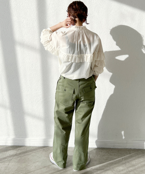 Spick & Span（スピックアンドスパン）の「≪追加2≫コットンシルクティアードフリルスリーブブラウス（シャツ/ブラウス・レディース・ホワイト/マルチ/ブラック/ベージュ・FREE）」の13枚目の写真