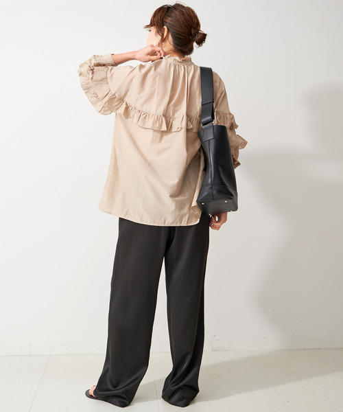 24SS Spick&Span コットンシルクティアードフリルスリーブブラウス Spick & Span（スピックアンドスパン）の「≪追加≫コットン
