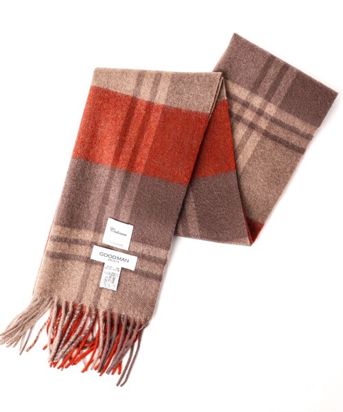 NOLLEY'S goodman（ノーリーズグッドマン）の「カシミヤチェックマフラー30 オルドス産カシミヤ100%使用 30cm幅（マフラー・メンズ・グリーン系その他2/グリーン系その他/ブルー系その他/ベージュ系その他/ブルー系その他7/イエロー系その他・FREE）」の7枚目の写真