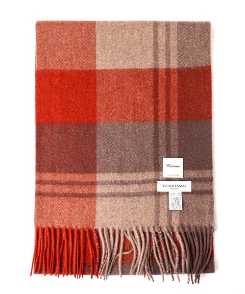 NOLLEY'S goodman（ノーリーズグッドマン）の「カシミヤチェックマフラー30 オルドス産カシミヤ100%使用 30cm幅（マフラー・メンズ・グリーン系その他2/グリーン系その他/ブルー系その他/ベージュ系その他/ブルー系その他7/イエロー系その他・FREE）」の9枚目の写真