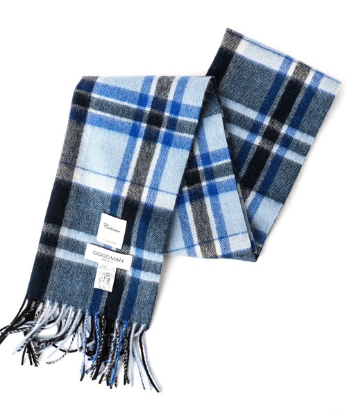 NOLLEY'S goodman（ノーリーズグッドマン）の「カシミヤチェックマフラー30 オルドス産カシミヤ100%使用 30cm幅（マフラー・メンズ・グリーン系その他2/グリーン系その他/ブルー系その他/ベージュ系その他/ブルー系その他7/イエロー系その他・FREE）」の15枚目の写真