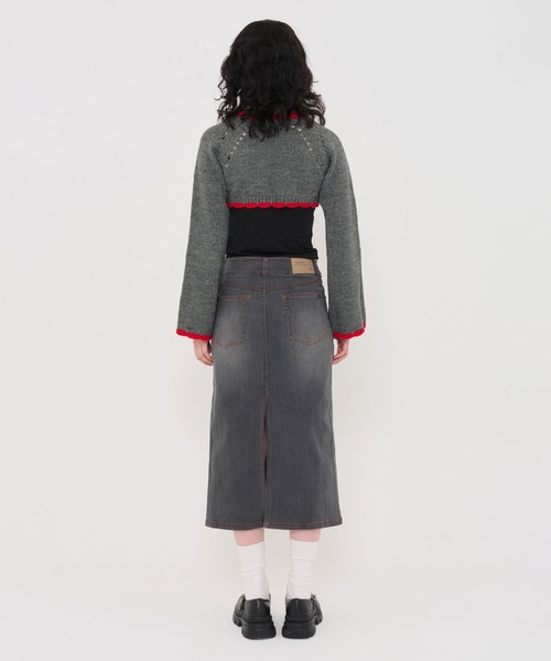 TINA:JOJUN(ティーナジョジュン)の「配色リボン ニットボレロ TINA:JOJUN(カーディガン/ボレロ・レディース・グレー/ホワイト/ブラウン・M)」の15枚目の写真