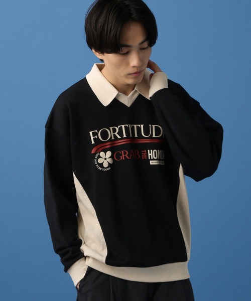 PBLIM(ページボーイリム)の「PBLIM/バイカラーゲームシャツ(スウェット・レディース・ブラック/グレー・FREE)」の3枚目の写真