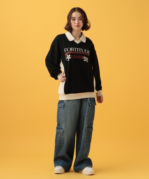 PBLIM(ページボーイリム)の「PBLIM/バイカラーゲームシャツ(スウェット・レディース・ブラック/グレー・FREE)」の14枚目の写真