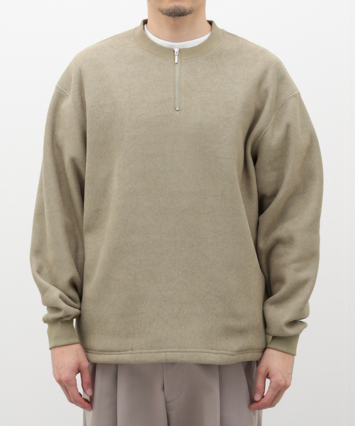 417 EDIFICE（フォーワンセブンエディフィス）の「HONEYCOMB HALF ZIP CREW / ハーフジップクルー（Tシャツ/カットソー・メンズ・ブラウン/ブラック/ベージュ・MEDIUM/LARGE）」の3枚目の写真