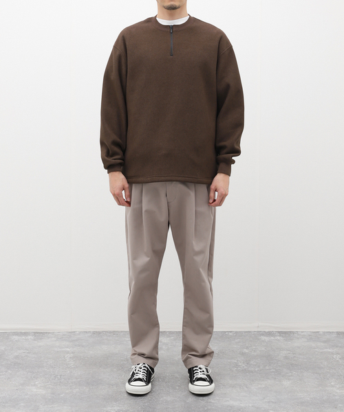 417 EDIFICE（フォーワンセブンエディフィス）の「HONEYCOMB HALF ZIP CREW / ハーフジップクルー（Tシャツ/カットソー・メンズ・ブラウン/ブラック/ベージュ・MEDIUM/LARGE）」の4枚目の写真