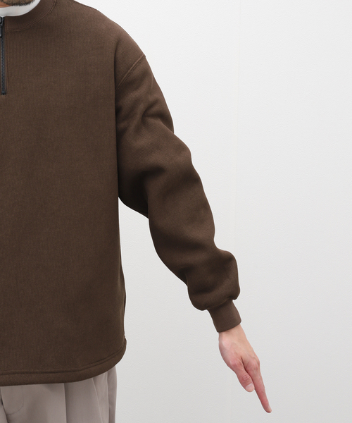 417 EDIFICE（フォーワンセブンエディフィス）の「HONEYCOMB HALF ZIP CREW / ハーフジップクルー（Tシャツ/カットソー・メンズ・ブラウン/ブラック/ベージュ・MEDIUM/LARGE）」の10枚目の写真