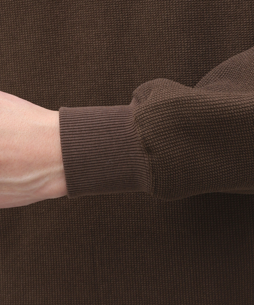 417 EDIFICE（フォーワンセブンエディフィス）の「HONEYCOMB HALF ZIP CREW / ハーフジップクルー（Tシャツ/カットソー・メンズ・ブラウン/ブラック/ベージュ・MEDIUM/LARGE）」の11枚目の写真