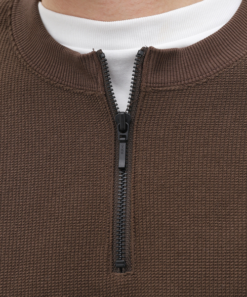 417 EDIFICE（フォーワンセブンエディフィス）の「HONEYCOMB HALF ZIP CREW / ハーフジップクルー（Tシャツ/カットソー・メンズ・ブラウン/ブラック/ベージュ・MEDIUM/LARGE）」の13枚目の写真