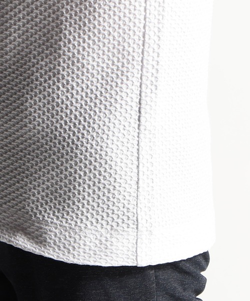 HIDEAWAYS NICOLE（ハイダウェイニコル）の「シャーリングジャガードヘンリーネック5分袖プルオーバー（Tシャツ/カットソー・メンズ・オフホワイト/ブラック/サックスブルー・MEDIUM/LARGE/X-LARGE）」の9枚目の写真