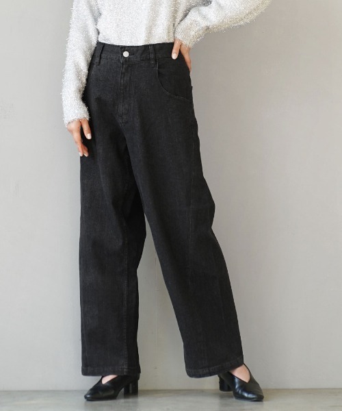 ウエストボタン ワイドストレートデニム（デニムパンツ）｜e-zakkamania stores（イーザッカマニアストアーズ）