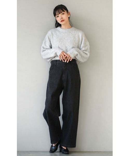 e-zakkamania stores(イーザッカマニアストアーズ)の「ウエストボタン ワイドストレートデニム(デニムパンツ・レディース・ブラック/ブルー/ネイビー・フリー)」の4枚目の写真