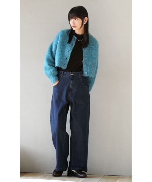 e-zakkamania stores(イーザッカマニアストアーズ)の「ウエストボタン ワイドストレートデニム(デニムパンツ・レディース・ブラック/ブルー/ネイビー・フリー)」の7枚目の写真