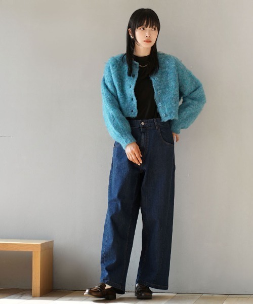 e-zakkamania stores(イーザッカマニアストアーズ)の「ウエストボタン ワイドストレートデニム(デニムパンツ・レディース・ブラック/ブルー/ネイビー・フリー)」の8枚目の写真