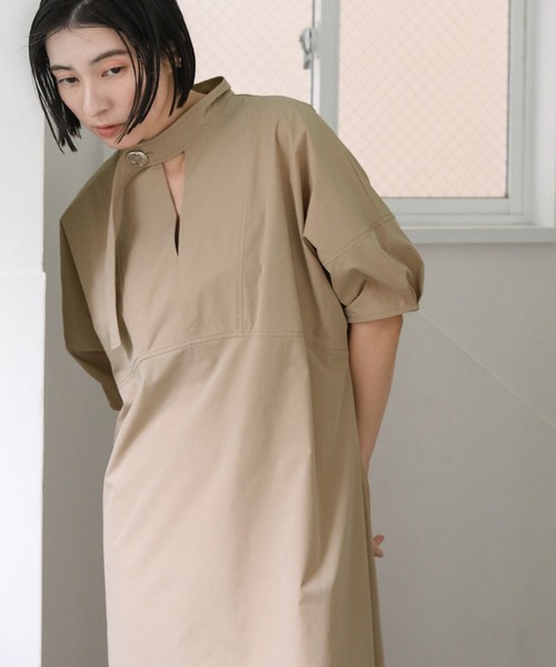 セール】【セレモニー】ベルトカラーランタンスリーブワンピース