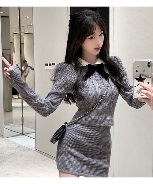gossip!ロサンゼルス(ゴシップロサンゼルス)の「ミニスカートトップスセットアップ(セットアップ・レディース・ブラック/グレー・FREE)」の8枚目の写真