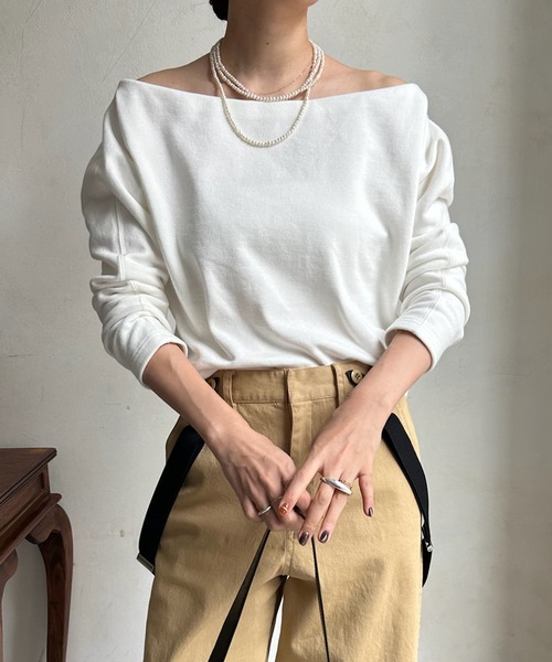 DouDou（ドゥドゥ）の「【リバイバルアイテム】オフショルスウェット（スウェット・レディース・ネイビー/オリーブ/グレイッシュベージュ/オフホワイト/ピンク/グレー/ブラック/ブラウン・FREE）」の17枚目の写真