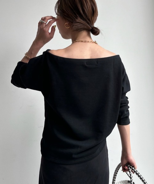 DOUDOU オフショルスウェット ネイビー セール】【リバイバルアイテム】オフショルスウェット