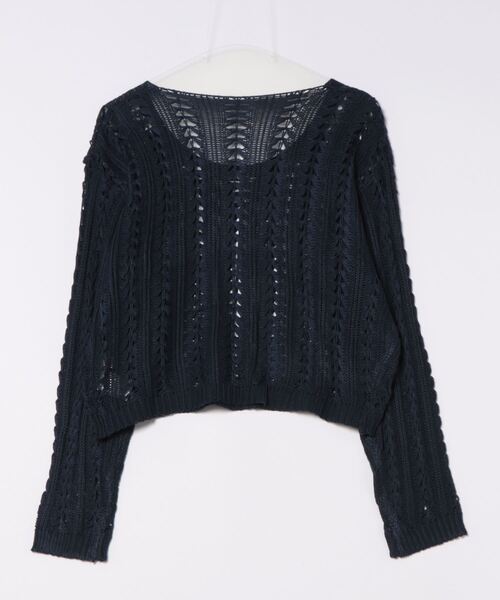 anap mimpi（アナップミンピ）の「クロシェ デザイン ニットトップス（Tシャツ/カットソー・レディース・ターコイズブルー/ベージュ/ネイビー・FREE）」の4枚目の写真