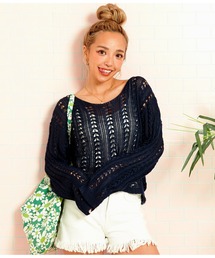 クロシェ デザイン ニットトップス