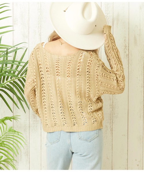 anap mimpi（アナップミンピ）の「クロシェ デザイン ニットトップス（Tシャツ/カットソー・レディース・ターコイズブルー/ベージュ/ネイビー・FREE）」の8枚目の写真