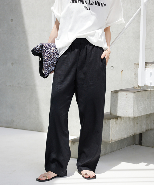 SLOBE IENA（スローブイエナ）の「レーヨンリネン イージーパンツ（その他パンツ・レディース・ホワイト/ライトグリーン/ブラック・40/38/36）」の2枚目の写真