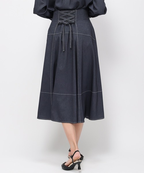 セール】【防しわ】ポリデニムフレアスカート/MM417208（スカート