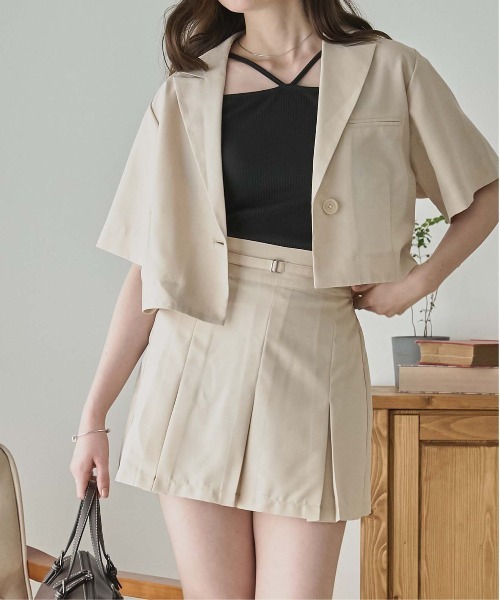 WEGO（ウィゴー）の「WEGO/リネンライクプリーツミニスカパン（スカート・レディース・ブラック/ナチュラル・FREE）」の2枚目の写真