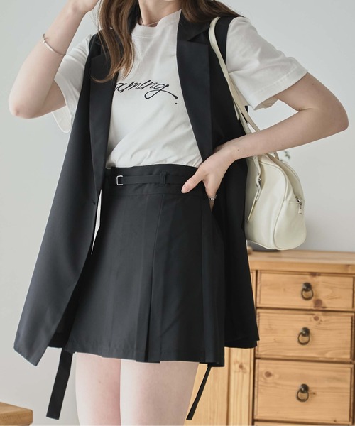 WEGO（ウィゴー）の「WEGO/リネンライクプリーツミニスカパン（スカート・レディース・ブラック/ナチュラル・FREE）」の9枚目の写真