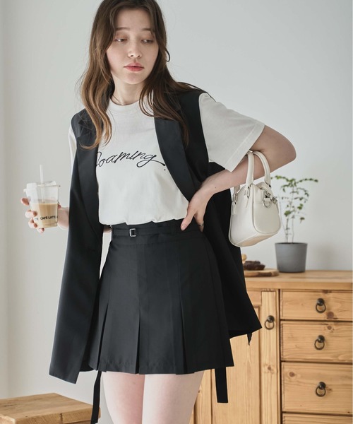 WEGO（ウィゴー）の「WEGO/リネンライクプリーツミニスカパン（スカート・レディース・ブラック/ナチュラル・FREE）」の12枚目の写真