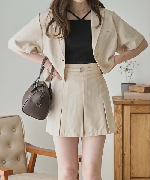 WEGO（ウィゴー）の「WEGO/リネンライクプリーツミニスカパン（スカート・レディース・ブラック/ナチュラル・FREE）」の13枚目の写真