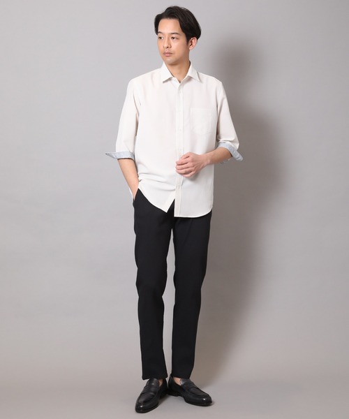 CROWDED CLOSET（クラウデッドクローゼット）の「麻調ポリエステル七分袖シャツ（シャツ/ブラウス・メンズ・ブルー/ホワイト/グリーン/ネイビー・01/02/03/04）」の9枚目の写真