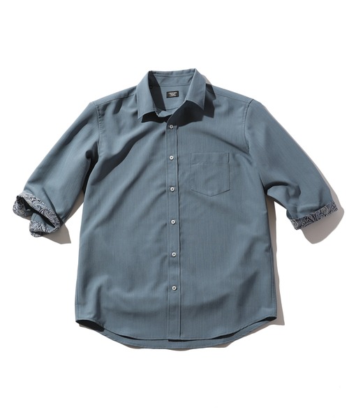 CROWDED CLOSET（クラウデッドクローゼット）の「麻調ポリエステル七分袖シャツ（シャツ/ブラウス・メンズ・ブルー/ホワイト/グリーン/ネイビー・01/02/03/04）」の22枚目の写真