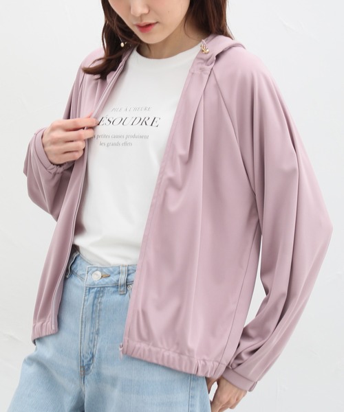Honeys(ハニーズ)の「きれいめジップパーカー(パーカー・レディース・ピンク/ネイビー/アイボリー/ブラック/グレイッシュベージュ・S/M/L/LL)」の5枚目の写真