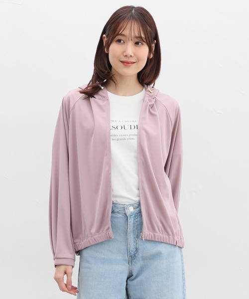 Honeys(ハニーズ)の「きれいめジップパーカー(パーカー・レディース・ピンク/ネイビー/アイボリー/ブラック/グレイッシュベージュ・S/M/L/LL)」の14枚目の写真