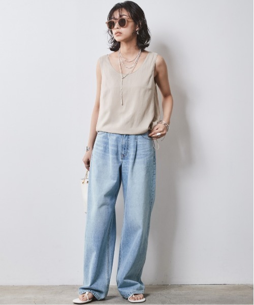 CHIC STYLE（シックスタイル）の「＜大きいサイズ＞レーヨン麻ノースリーブブラウス シックスタイル（キャミソール・レディース・キャメル/ベージュ/チャコール・5L/4L/3L/LL/L）」の15枚目の写真