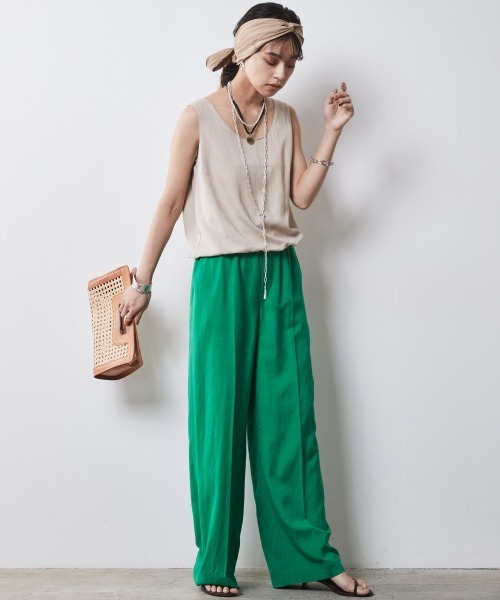 CHIC STYLE（シックスタイル）の「＜大きいサイズ＞レーヨン麻ノースリーブブラウス シックスタイル（キャミソール・レディース・キャメル/ベージュ/チャコール・5L/4L/3L/LL/L）」の9枚目の写真