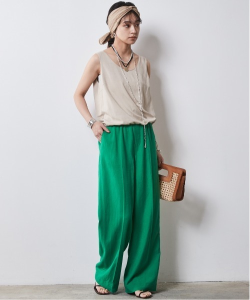 CHIC STYLE（シックスタイル）の「＜大きいサイズ＞レーヨン麻ノースリーブブラウス シックスタイル（キャミソール・レディース・キャメル/ベージュ/チャコール・5L/4L/3L/LL/L）」の11枚目の写真