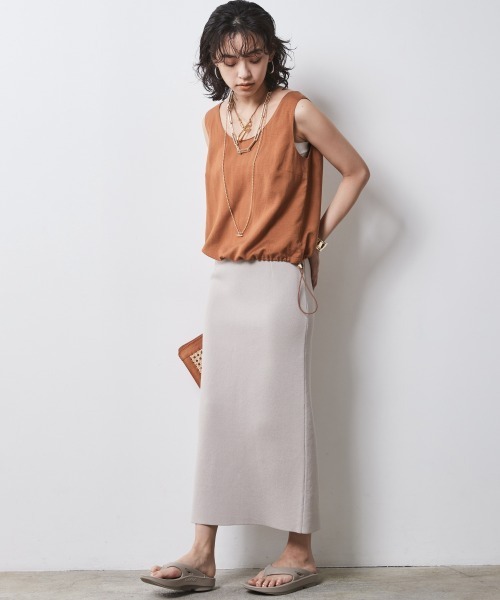 CHIC STYLE（シックスタイル）の「＜大きいサイズ＞レーヨン麻ノースリーブブラウス シックスタイル（キャミソール・レディース・キャメル/ベージュ/チャコール・5L/4L/3L/LL/L）」の6枚目の写真