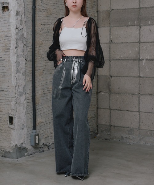 RAY CASSIN(レイカズン)の「ショート丈アシメキャミ(キャミソール・レディース・ブラック/ブルー/ピンク/ホワイト・FREE)」の7枚目の写真