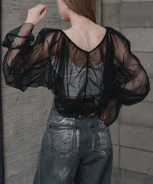 RAY CASSIN(レイカズン)の「ショート丈アシメキャミ(キャミソール・レディース・ブラック/ブルー/ピンク/ホワイト・FREE)」の6枚目の写真