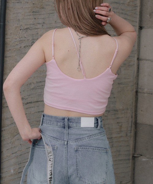 RAY CASSIN(レイカズン)の「ショート丈アシメキャミ(キャミソール・レディース・ブラック/ブルー/ピンク/ホワイト・FREE)」の10枚目の写真