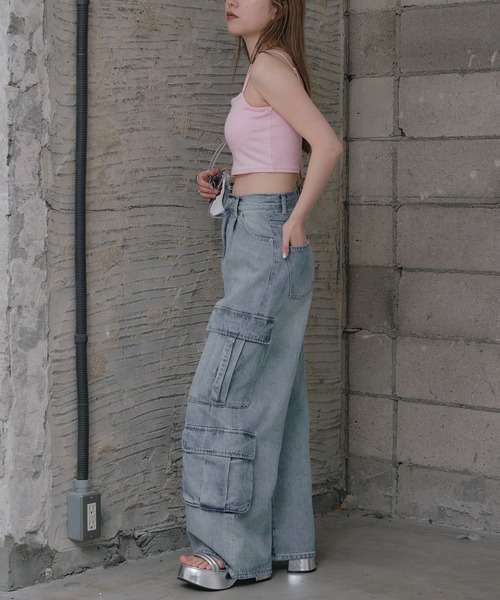 RAY CASSIN(レイカズン)の「ショート丈アシメキャミ(キャミソール・レディース・ブラック/ブルー/ピンク/ホワイト・FREE)」の12枚目の写真