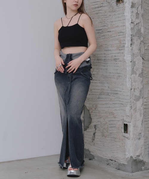 RAY CASSIN(レイカズン)の「ショート丈アシメキャミ(キャミソール・レディース・ブラック/ブルー/ピンク/ホワイト・FREE)」の18枚目の写真