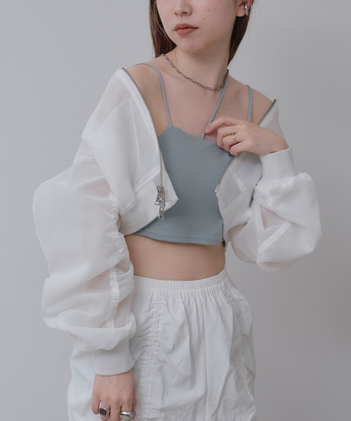 RAY CASSIN(レイカズン)の「ショート丈アシメキャミ(キャミソール・レディース・ブラック/ブルー/ピンク/ホワイト・FREE)」の19枚目の写真