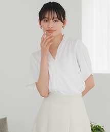 TRUDEA | （マルチファンクション）パール付きVネック半袖ブラウス(シャツ/ブラウス)