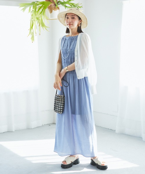 VIS（ビス）の「Vネックドルマンスリーブシアーカーディガン（カーディガン/ボレロ・レディース・ホワイト/ブラック/ブラウン/グリーン・FREE）」の14枚目の写真