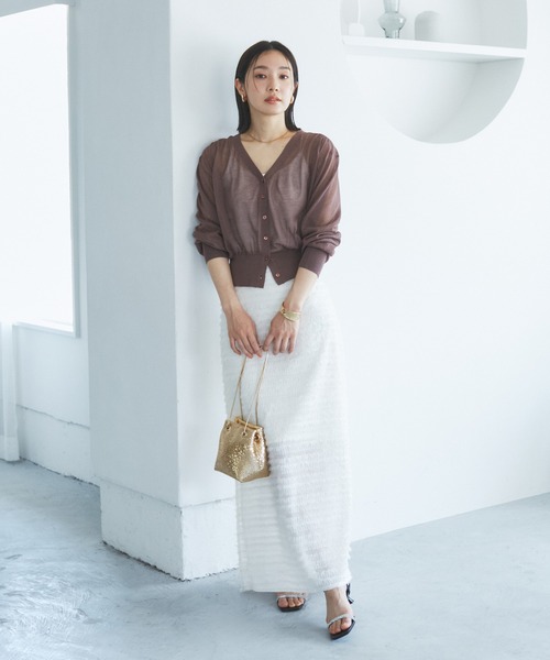 VIS（ビス）の「Vネックドルマンスリーブシアーカーディガン（カーディガン/ボレロ・レディース・ホワイト/ブラック/ブラウン/グリーン・FREE）」の18枚目の写真